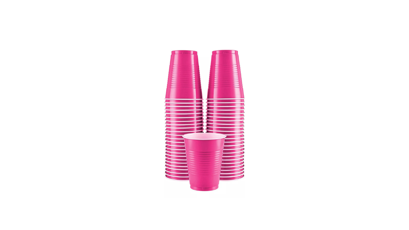 VASOS PLASTICOS DESCARTABLES ROSA INTENSO 500 ML - 50 UNIDADES
