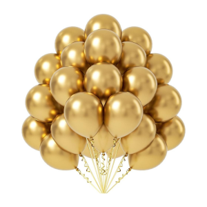 GLOBOS R10 25 UNIDADES CROMADOS METALIZADOS DORADOS