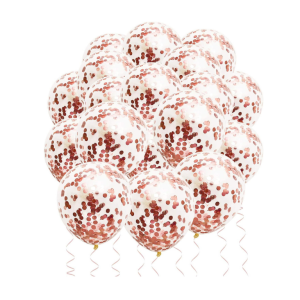 GLOBOS CONFETI R12 25 UNIDADES ROSA ORO