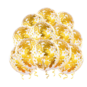 GLOBOS CONFETI R12 50 UNIDADES DORADO