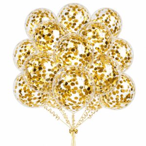 GLOBOS CONFETI R12 25 UNIDADES DORADO
