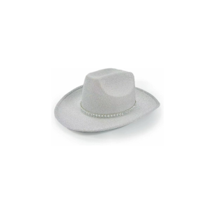 SOMBRERO COWBOY CON GLITTER BLANCO