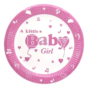 PLATOS DESCARTABLES BABY SHOWER 23CM ROSA