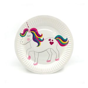 PLATO DESCARTABLE UNICORNIO 18 CM