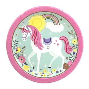 PLATO DESCARTABLE UNICORNIO GLAM 23 CM