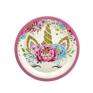 PLATO DESCARTABLE UNICORNIO CHIC 18 CM