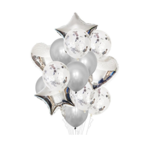 SET DE GLOBOS X 14 U PLATEADO