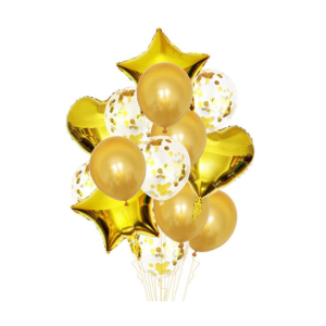 SET DE GLOBOS X 14 U DORADO