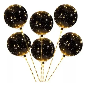 SET 50 GLOBOS CON SOPORTE LUZ CALIDA Y PILAS