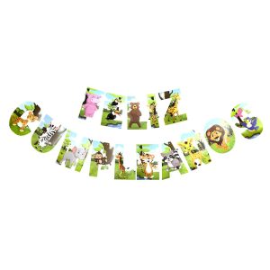 CARTEL FELIZ CUMPLEAÑOS ANIMALITOS DE LA SELVA 2 MTS