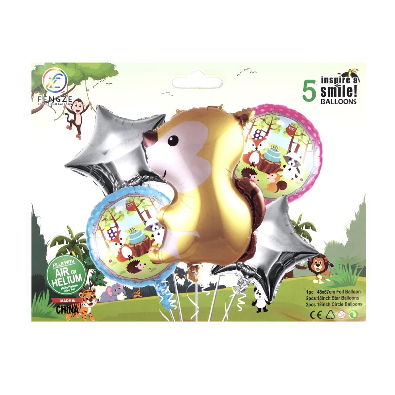 SET DE GLOBOS ANIMALES DEL BOSQUE ARDILLA - Imagen 2