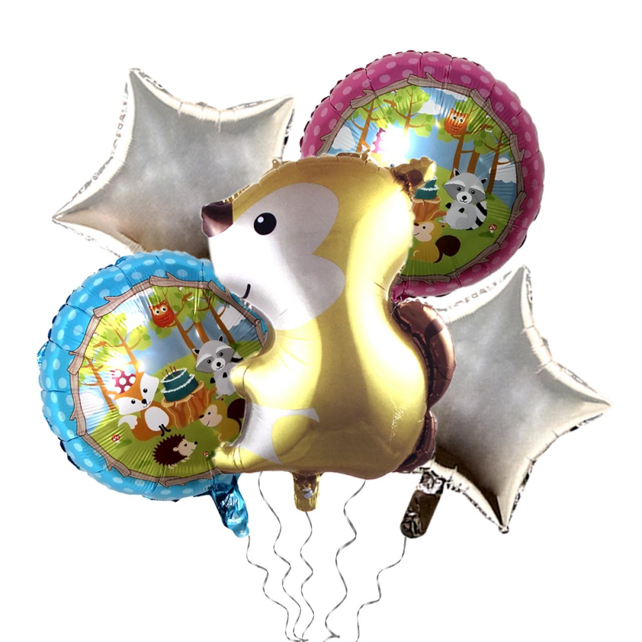 SET DE GLOBOS ANIMALES DEL BOSQUE ARDILLA