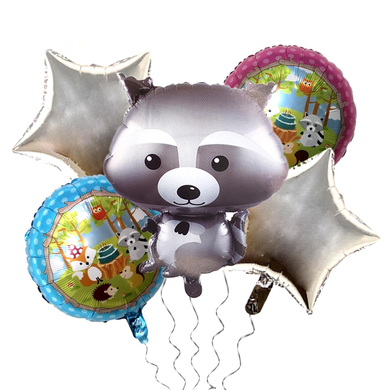 SET DE GLOBOS ANIMALES DEL BOSQUE MAPACHE