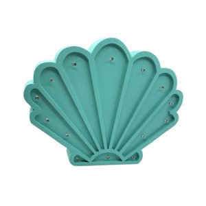 LAMPARA ALMEJA EN MDF VERDE AGUA 20 x 25 CM