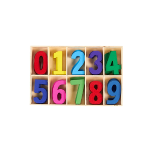 CAJA CON NUMEROS DE MADERA MULTICOLOR 50 UNIDADES