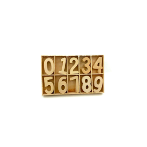 CAJA CON NUMEROS DE MADERA 50 UNIDADES
