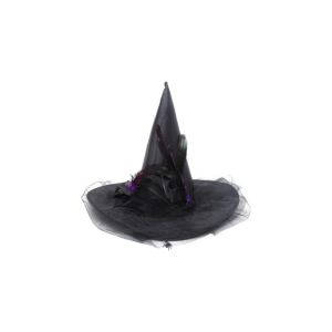 SOMBRERO BRUJA CON TUL Y ARAÑA NEGRO