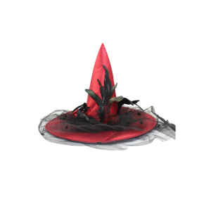 SOMBRERO BRUJA CON TUL Y ARAÑA ROJO