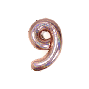 GLOBO NUMERO 1M HOLOGRÁFICO ROSA 9