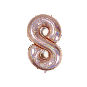 GLOBO NUMERO 1M HOLOGRÁFICO ROSA 8