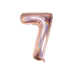 GLOBO NUMERO 1M HOLOGRÁFICO ROSA 7