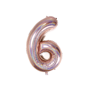 GLOBO NUMERO 1M HOLOGRÁFICO ROSA 6