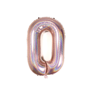 GLOBO NUMERO 1M HOLOGRÁFICO ROSA 0
