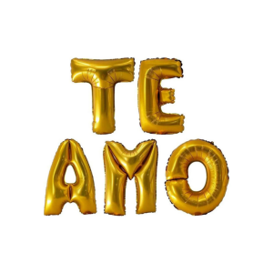 SET DE GLOBOS TE AMO DORADO