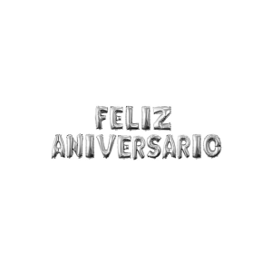 GLOBOS METALIZADOS FELIZ ANIVERSARIO PLATEADO