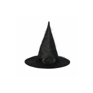 SOMBRERO BRUJITA CON FLECOS NEGRO