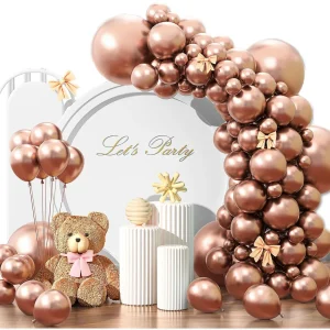 SET GLOBOS ROSA ORO 134 UNIDADES