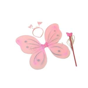 ALAS DE MARIPOSA CON VINCHA Y VARITA ROSA