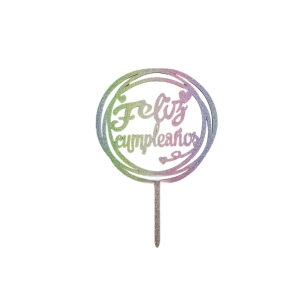 TOPPER FELIZ CUMPLEAÑOS CORAZONES