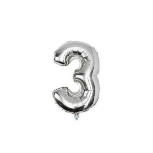 GLOBO NUMERO 3 PLATEADO 1 MT
