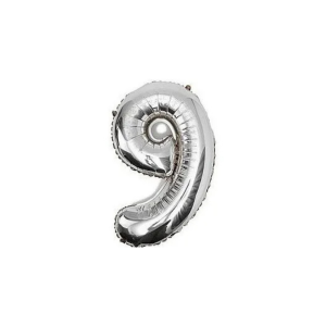 GLOBO NUMERO 9 PLATEADO 1 MT