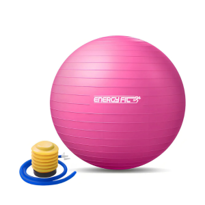 PELOTA DE PILATES 65 CM CON INFLADOR ROSA