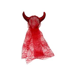 VINCHA DIABLA CON VELO ROJO