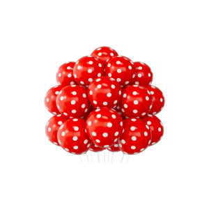 GLOBOS ROJOS A LUNARES 100 UNIDADES