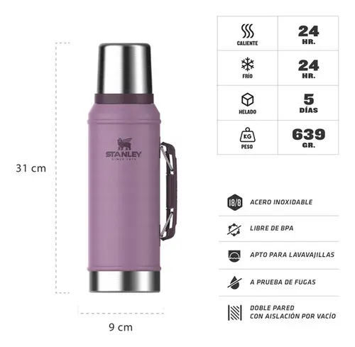 TERMO STANLEY CLASIC LILA 1 LT - Imagen 3