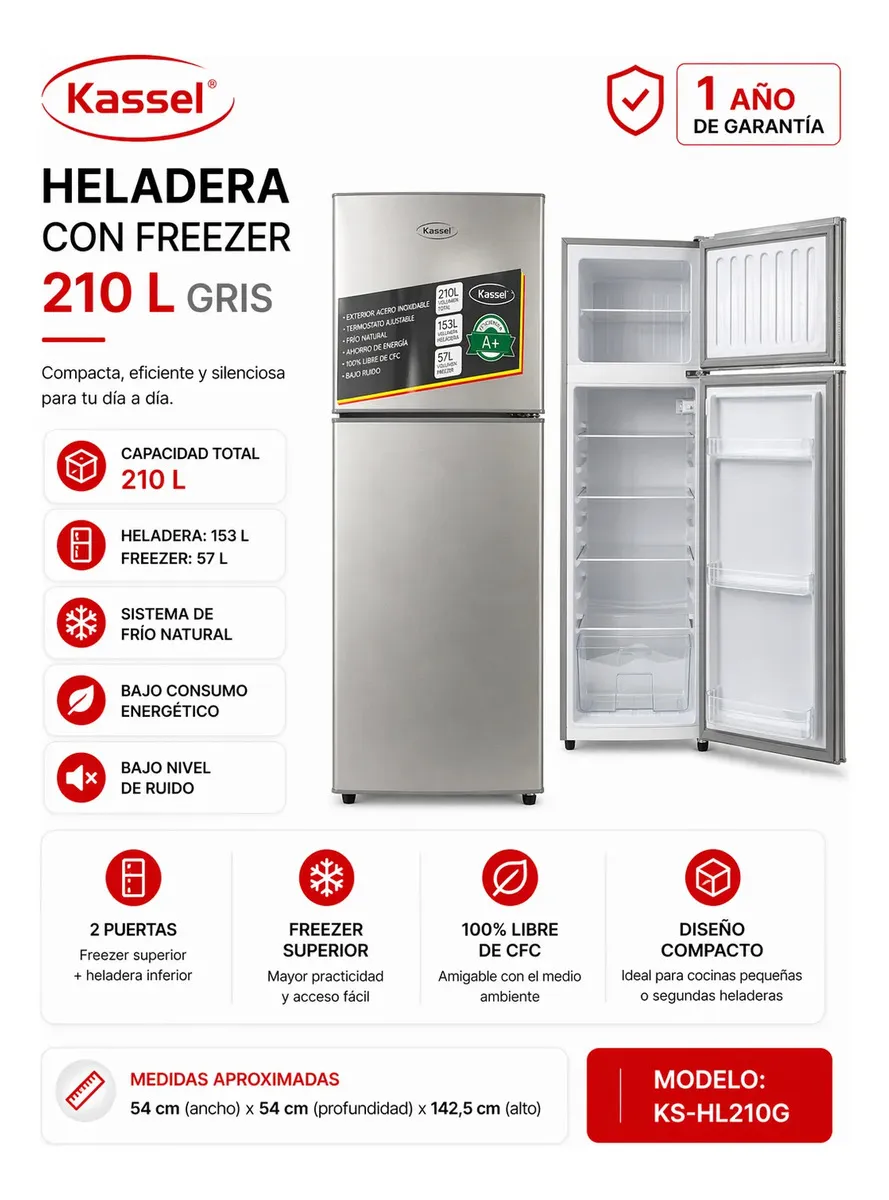 HELADERA BLANCA 210 LITROS - Imagen 4