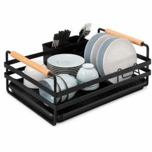ESCRURRIDOR DE PLATOS ACERO INOX. - CON ASAS DE MADERA