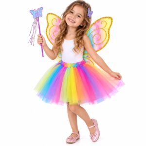 DISFRAZ MARIPOSA MULTICOLOR C/ALAS, TUTU, VARITA